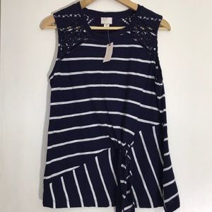 •Anthropologie• NWT Navy and White Striped Top